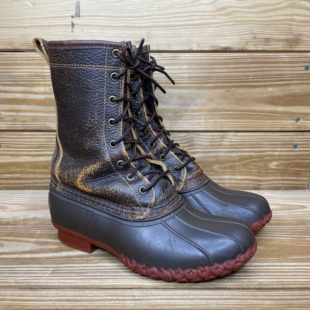 LLBean Sherpa Lined Distressed Leather Duck Boots